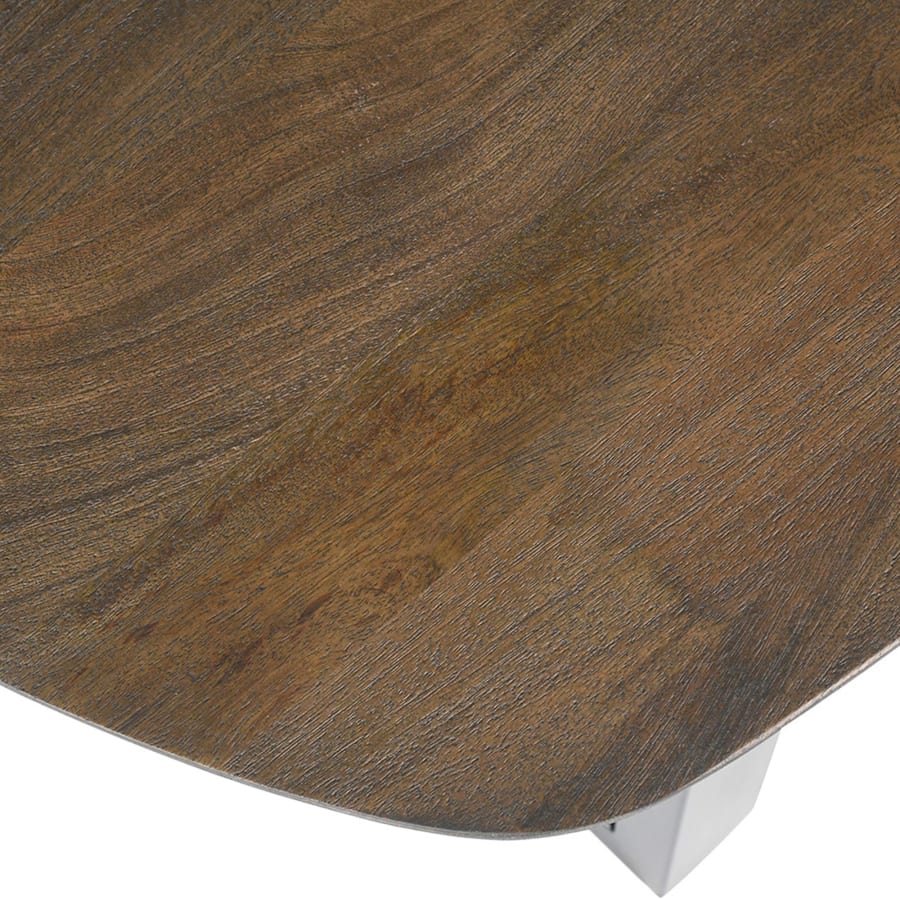 Table &agrave; manger ovale en bois de manguier fonc&eacute; pieds en m&eacute;tal noir 220 cm